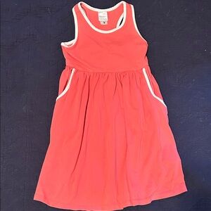 Hanna Andersson Coral Sleeveless Dress with White Trim